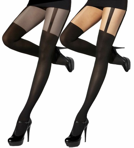 Mock suspender tights - suspender,