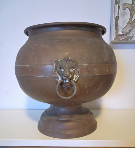 Vintage brass copper lion - &,