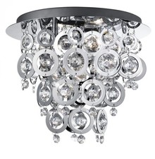 Ceiling Light Silver Nova 3 Semi-Flush Chrome Circles Searchlight 0573-3CC