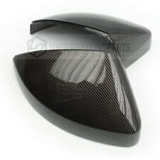 AUDI A3 S3 8V GLOSS CARBON FIBRE EFF BLACK SIDE DOOR WING MIRROR COVERS CAPS TOP