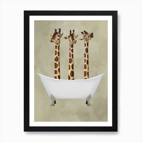 Giraffes bathtub art print - bathtub,