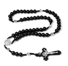 10MM Wood Beads Rosary Cross