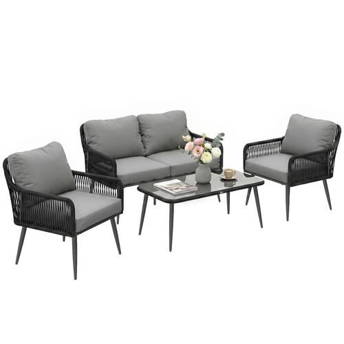 Rattan garden furniture set - furniture,