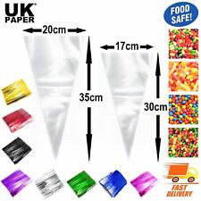 CLEAR CELLOPHANE CELLO CONE SWEET BAGS LARGE CANDY KIDS PARTY FAVOUR GIFT TREATS