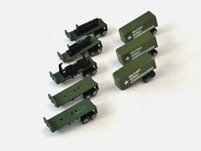MICRO MACHINES MILITARY ARMY SEMI TRUCKS TRAILERS FLAT BED BOX LOT OF 8