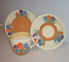 CLARICE CLIFF CROCUS TRIO - CUP, SAUCER, PLATE - No.2