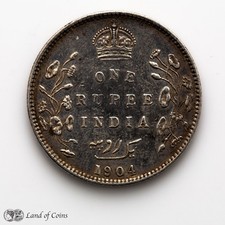 INDIA: 1 x 1 Indian Rupee Edward VII 1901 Silver 0.917 Coin.