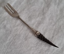 Highly Decorative Silver Plated And Horn Handled Small Pickle Fork