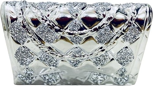 Silver crushed diamond handbag - crushed,