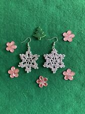 Handmade Crocheted Christmas Snowflake Earrings
