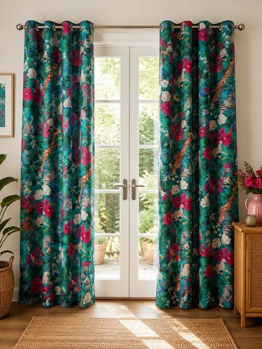 Next teal safari floral velvet - teal,