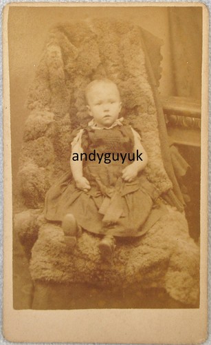 Cdv baby dress fur - cdv, chair