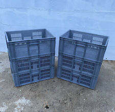 4 x Used Vented Grey Euro Boxes Stacking Containers 60 x 40 x 24cm - 48 Litres