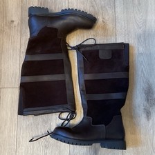 Burgundy Rydale Long Riding Boots In Leather And Suede Size 5