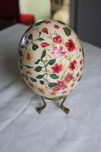Hand painted signed - , ostrich