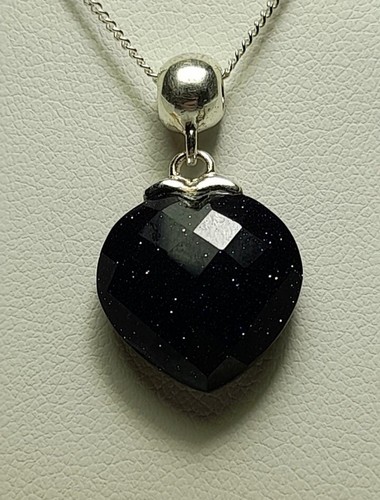 Silver heart blue black - heart, blue/black