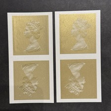 Straight Cut UnPerforated Horizon Machin Gold Label Stamp QE2 Unused 2 Shades