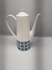 Vintage Royal Tuscan Fine Bone China Coffee Pot Charade  Blue & White Pattern