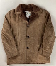 Vintage Pioneer Wear Suede Leather Western Ranch Coat Faux Fur Lining Size 42