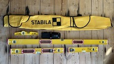STABILA 196/2 1200mm,600mm, 400mm and 81 SN Torpedo spirit levels plus bag.