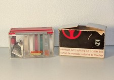 Vintage Philips Splicing Kit Montage Set Cutter Box For 8mm Movie Film