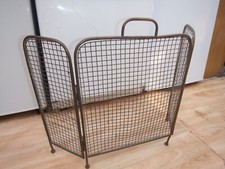 Antique Folding Brass Fire Screen Spark Guard