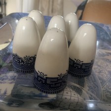 Joblot Of Blue & White Salt & Pepper Pots Churchill Willow Pattern 
