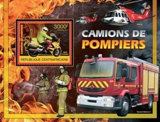 BMW R1200RT Fire Bike/Renault Engine Truck Stamp Sheet #278 2012 Central Africa