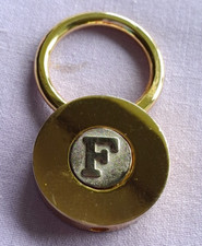 Gold Tone Metal Personalised Initial F Key Ring Key Fob #4