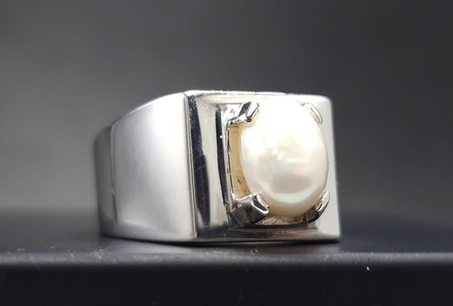 Sterling silver pearl ring - silver,