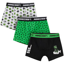Minecraft Boys Boxers Underwear 3 Pack Multipack Shorts Comfy Bottoms