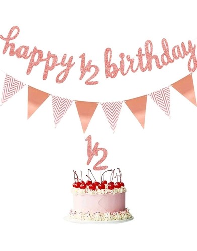 Half birthday banner cake - birthday,
