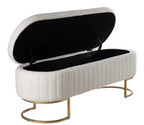 Luxury bouclé storage ottoman - luxury,