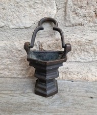 Antique Flemish Bronze Tri-Foil Handled Gothic Holy Water Pail c17th Century