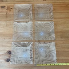 Six Vintage Chance Brothers Glass Swirl Design Side Plates 5.5 in sq Gilt Edges