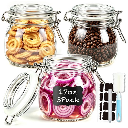 17oz glass jars - jars, airtight