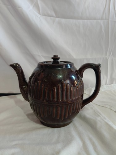 Vintage brown glaze teapot - glaze,