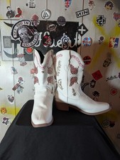 white Womens Cowboy Boots  with butterfly detail