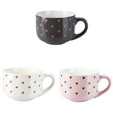 Coffee Mugs Porcelain Cappuccino Cup Latte Hot Chocolate Drink Large Heart 450ml