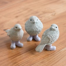Set of 3 Grey Birds in Boots