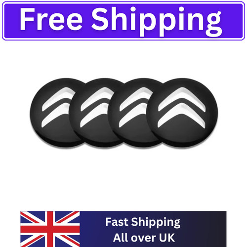 4pcs 56mm black citroen car - black, 3d
