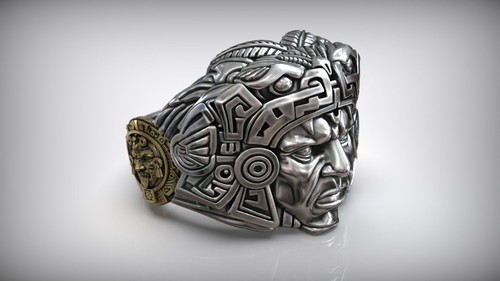 Oxidized ancient aztec warrior - aztec,