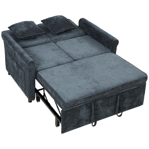 Dark blue chenille sofa - dark,