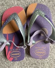 havaianas Calming Lilac Kids Flip Flops Eur 23 USA 7 UK size 6 Elastic Backs.