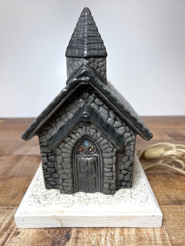 Vtg ceramic church lamp with - vtg,