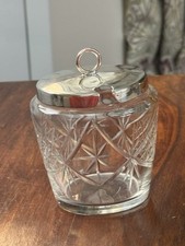 Cut Glass Preserve Jar With Silver Plated Lid