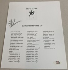 Fletcher Shears The Garden California Here We Go Signed Lyric Sheet PSA RARE A