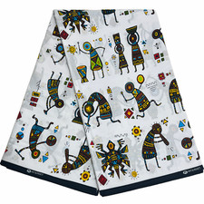 African Fabric Print White Ankara Yards Quality 100% Cotton Sewing Material