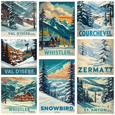 Vintage Skiing Poster Retro
