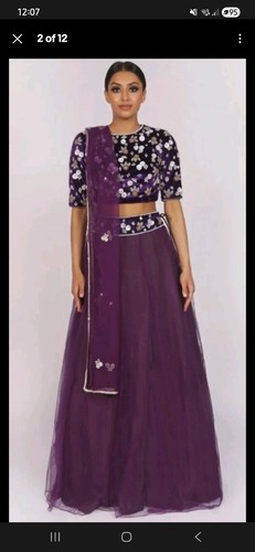 Purple velvet lengha - velvet,
